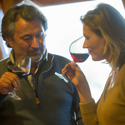 3. זוג משתתפים במפגש טעימות יין באזור היין המפורסם של קחטי.